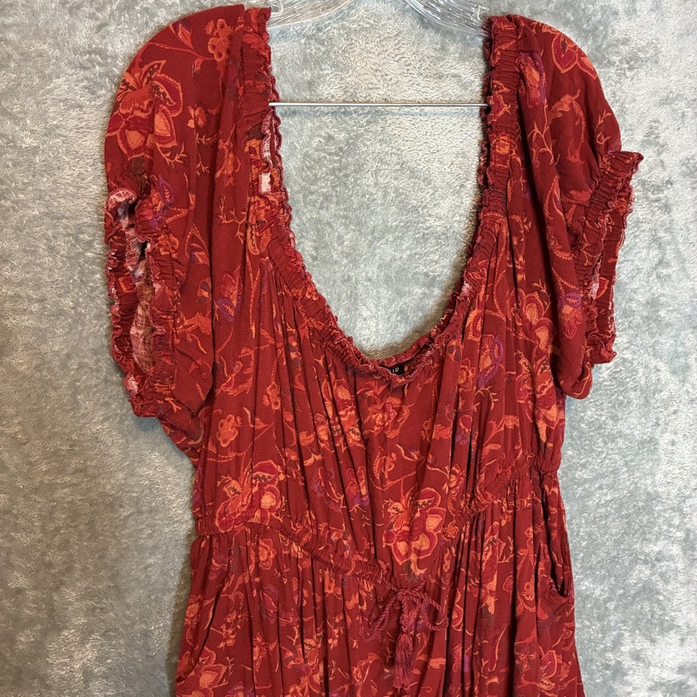 Torrid Womens Midi Rayon Twill Off The Shoulder Peasant Dress 4X Cottagecore